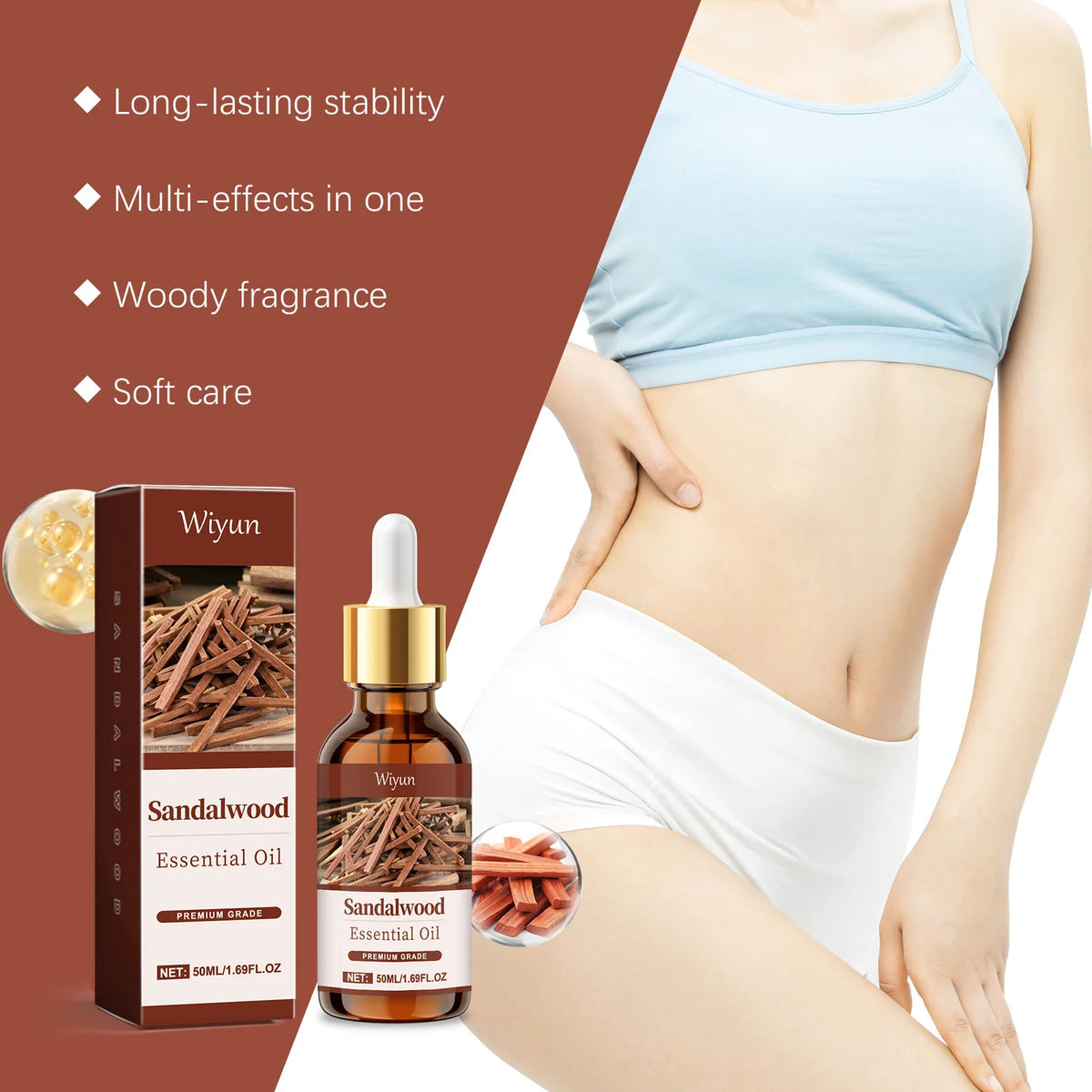 Sandalwood Massage Essential Oil Moisturizing Soothing Nourishing Repair Damaged Hair Smooth Woody Fragrance Body Essential Oil