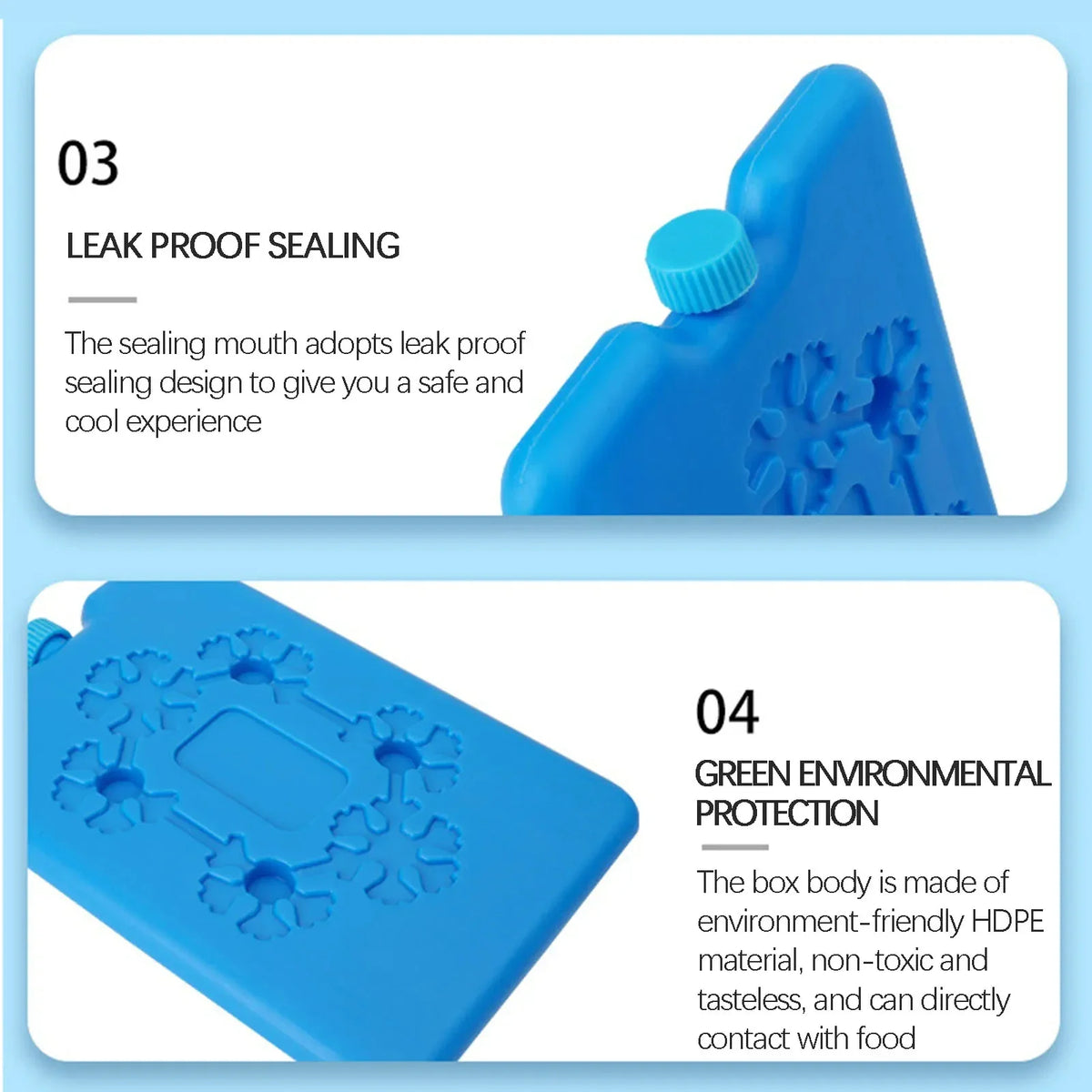 Ice Packs for Travel Ice Blocks for Picnic Travel Lunch Reusable Cool Cooler Pack Bag Fresh Food Storage Water Injection Box