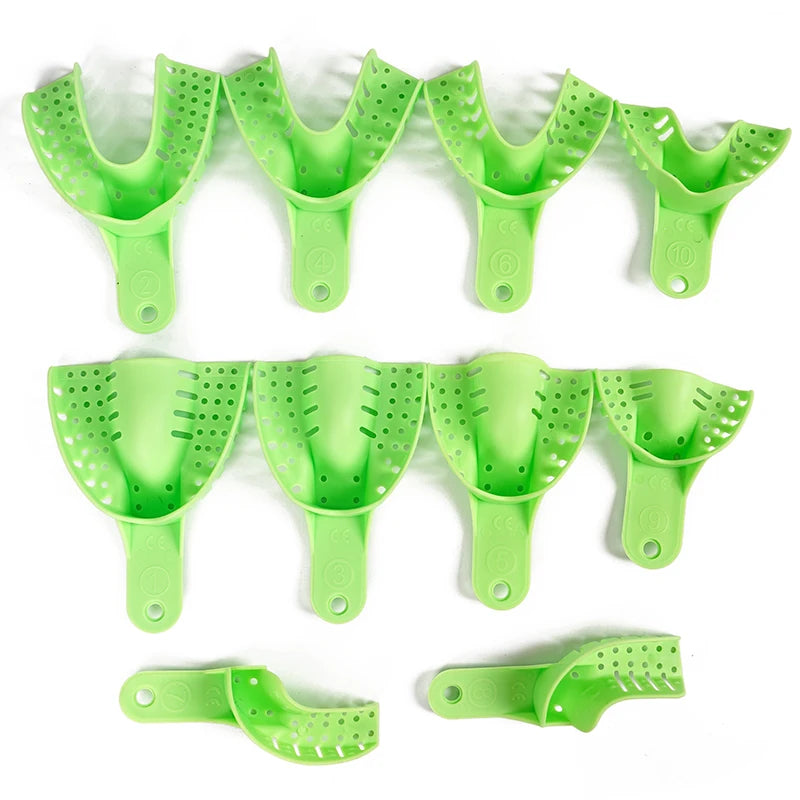 Dental Impression Trays Holder Disposable Plastic Denture Tray S / M / L Adult Children Teeth Plaster Tray Holder Oral Materials