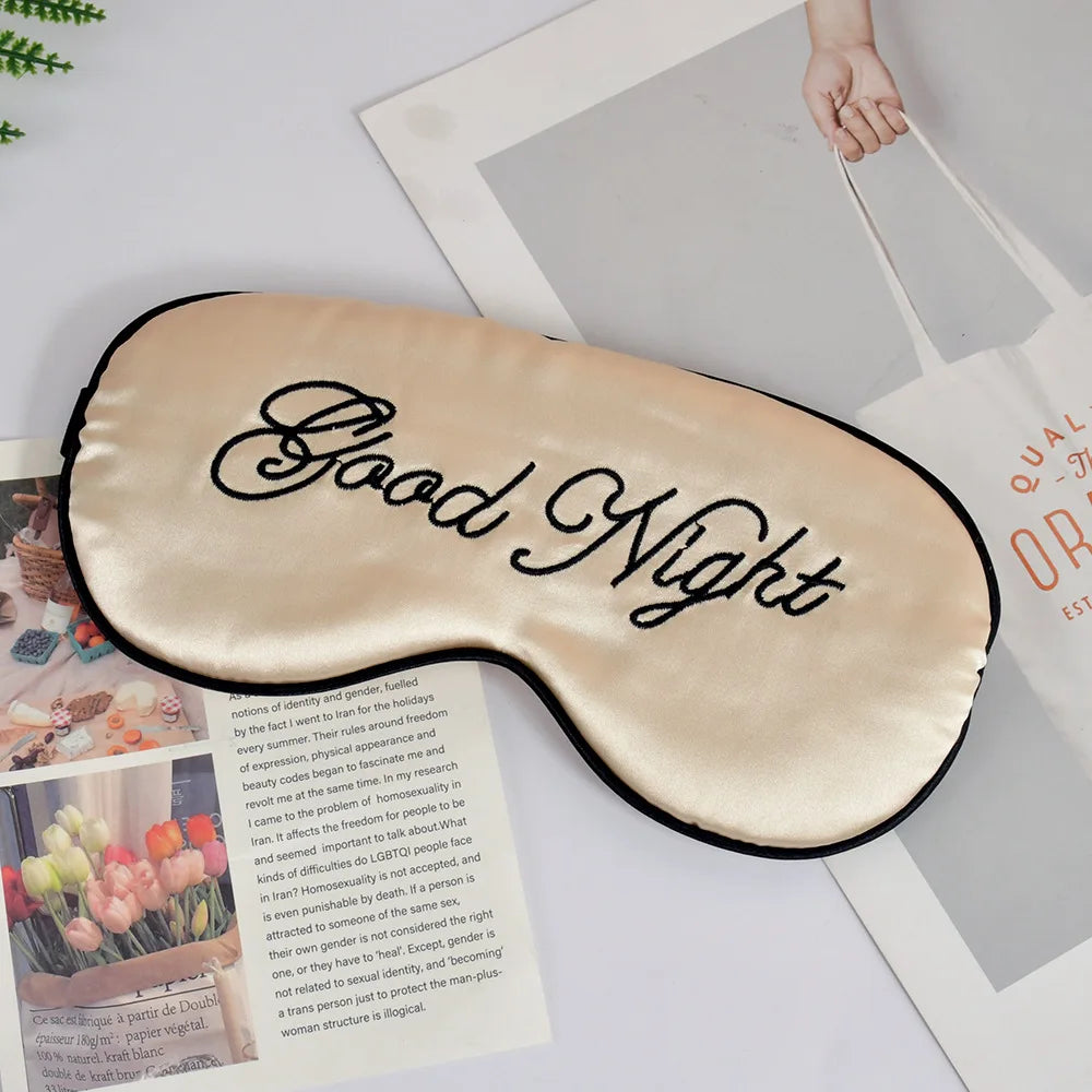 Embroidered Silk Sleep Mask Silk Eye Mask Soft Blackout Blindfold With Adjustable Strap Sleeping Eye Cover Mask For Travel