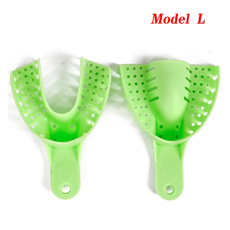 Dental Impression Trays Holder Disposable Plastic Denture Tray S / M / L Adult Children Teeth Plaster Tray Holder Oral Materials