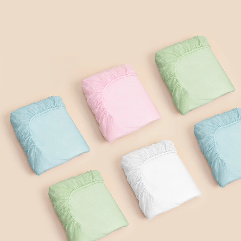 Non-woven Disposable Fitted Sheet with Elastic Bands Single Bed Disposable Bed Sheet Non Slip Disposable Sheet Bed Cover Hotel
