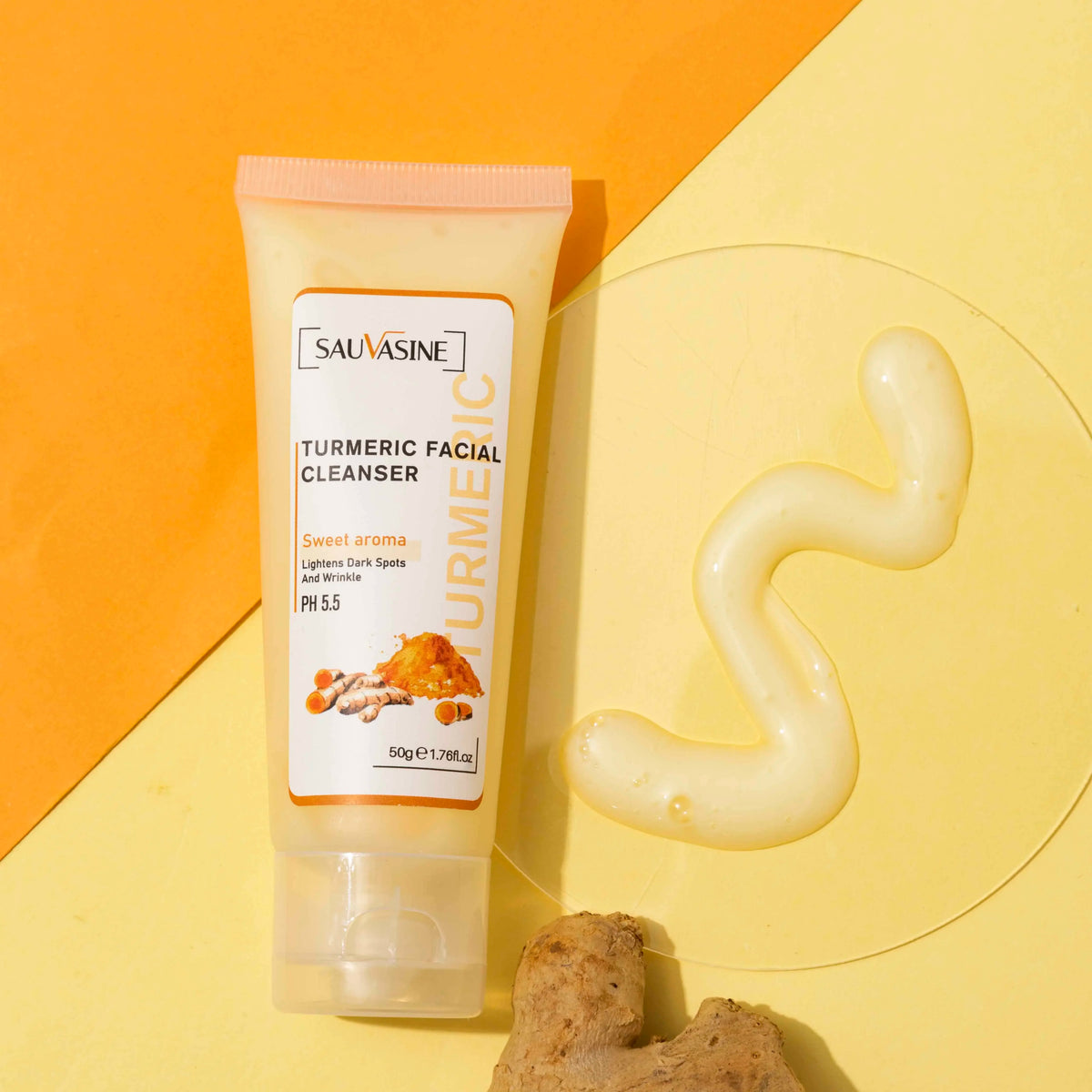 Professional Turmeric Cleanser Whitening Cream Brightening Facial Deep Cleaning Wash Foam Reduce Pockmark Acne Wrinkle Dark Spot