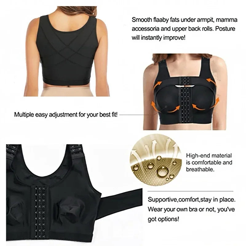 Guudia Front Hook Post Surgery Bra Front Closure Surgical Recovery Everyday Bra Wireless Mastectomy Bra with Adjustable Straps