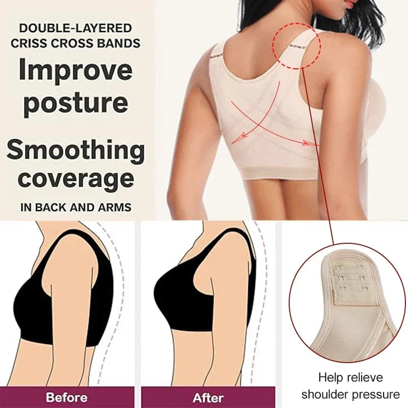 Guudia Front Hook Post Surgery Bra Front Closure Surgical Recovery Everyday Bra Wireless Mastectomy Bra with Adjustable Straps