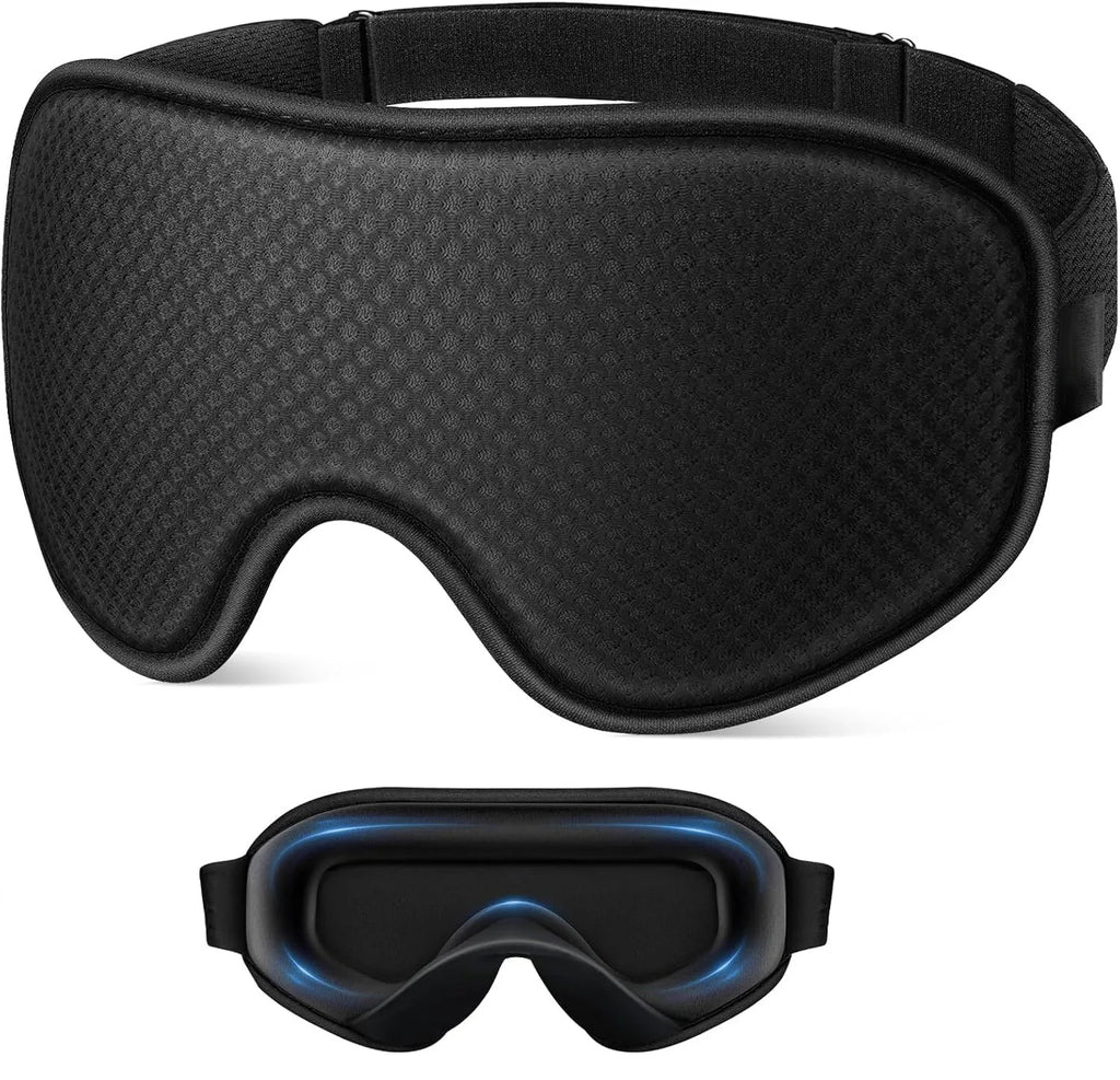 Sleep Mask Blackout Eye Masks for Sleep-3D Breathable Soft Comfortable Eye Mask for Travel-Adjustable Night Masks for Sleeping