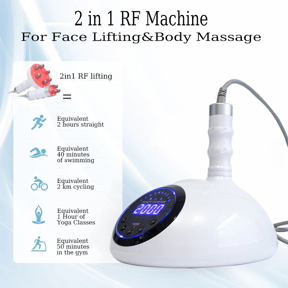 New 2 In 1 Radio Frequency Machine Face Lifting Body Slimming RF Lift Skin Care Rejuvenation Anti Wrinkle Beauty Facial Machine