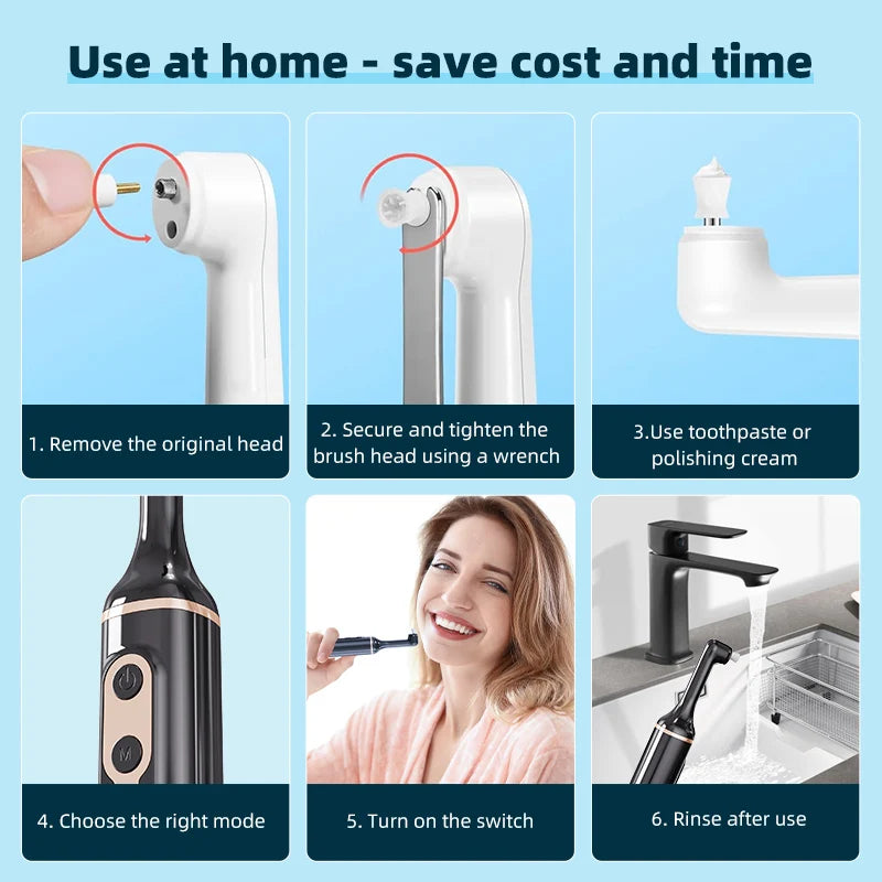 Teeth Cleaning Kit: Electric Teeth Polishing Kit for Teeth Whitening, Includes 5 Polishing Heads and Multiple Modes