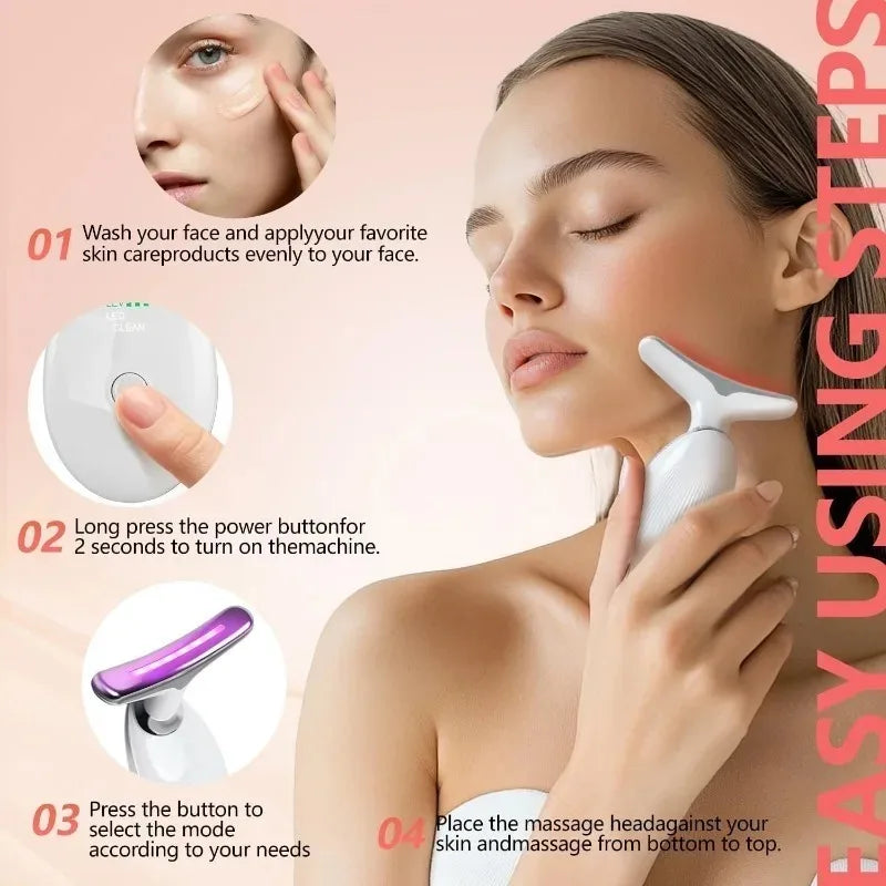 Handheld 7-color Facial Therapy Beauty Device with 3 Beauty Modes, USB Rechargeable Facial Wrinkle and Anti-aging Skin Care Tool