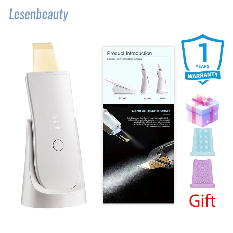 Lesen Ultrasonic Face Cleaner Skin Scrubber Ultrasound Vibration Lifting Massager Ultrasound Peeling Clean Tone Lift Scrubber