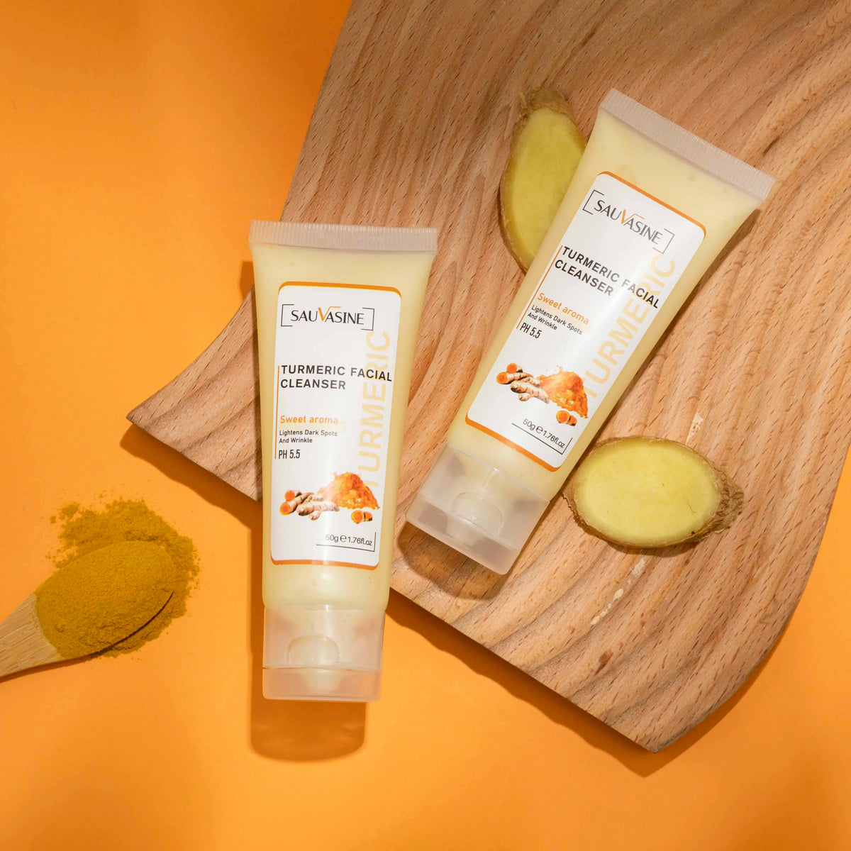 Professional Turmeric Cleanser Whitening Cream Brightening Facial Deep Cleaning Wash Foam Reduce Pockmark Acne Wrinkle Dark Spot