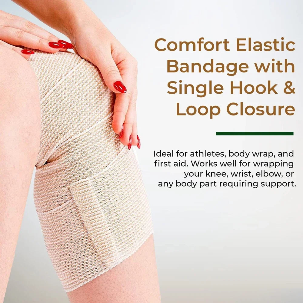 1Roll Elastic Bandage Wraps Compression Bandage with Self Closure Washable Reusable Elastic Bandage for Sports Sprained Injuries