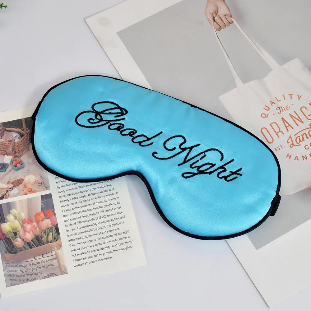 Embroidered Silk Sleep Mask Silk Eye Mask Soft Blackout Blindfold With Adjustable Strap Sleeping Eye Cover Mask For Travel