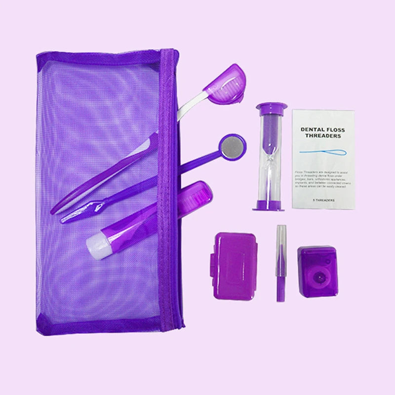 8pcs/set Oral Cleaning Care Dental Teeth Orthodontic Kits Whitening Tool Portable Outdoor Suit Interdental BrushOral Care