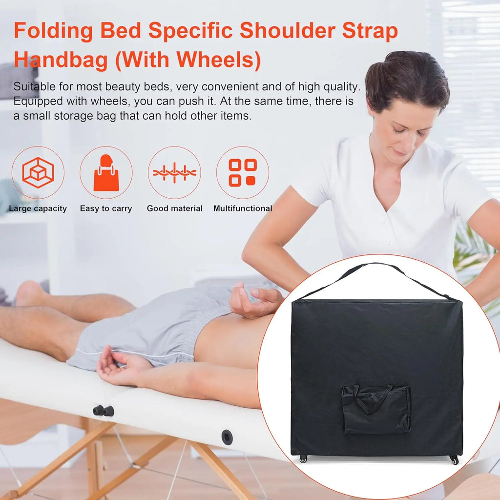 Professional Massage Table Carrying Bag With Wheels&Shoulder Strap Heavy-Duty Foldable Storage Case For Portable Massage Bed