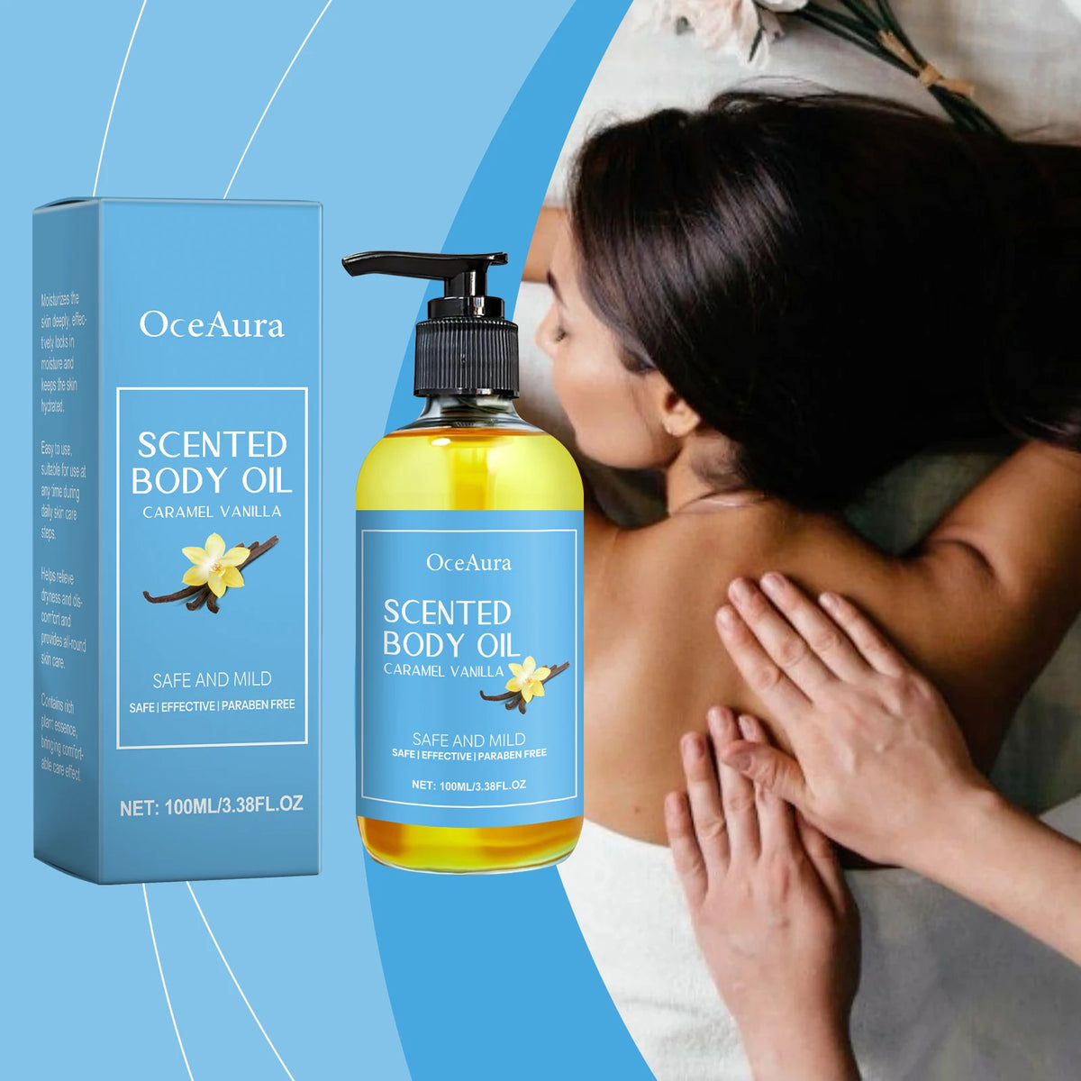 Caramel Vanilla Body Massage Oil Improve Moisturizing Relieve Stress Strengthen Nourishing Muscle Relaxing Body SPA Body Oils