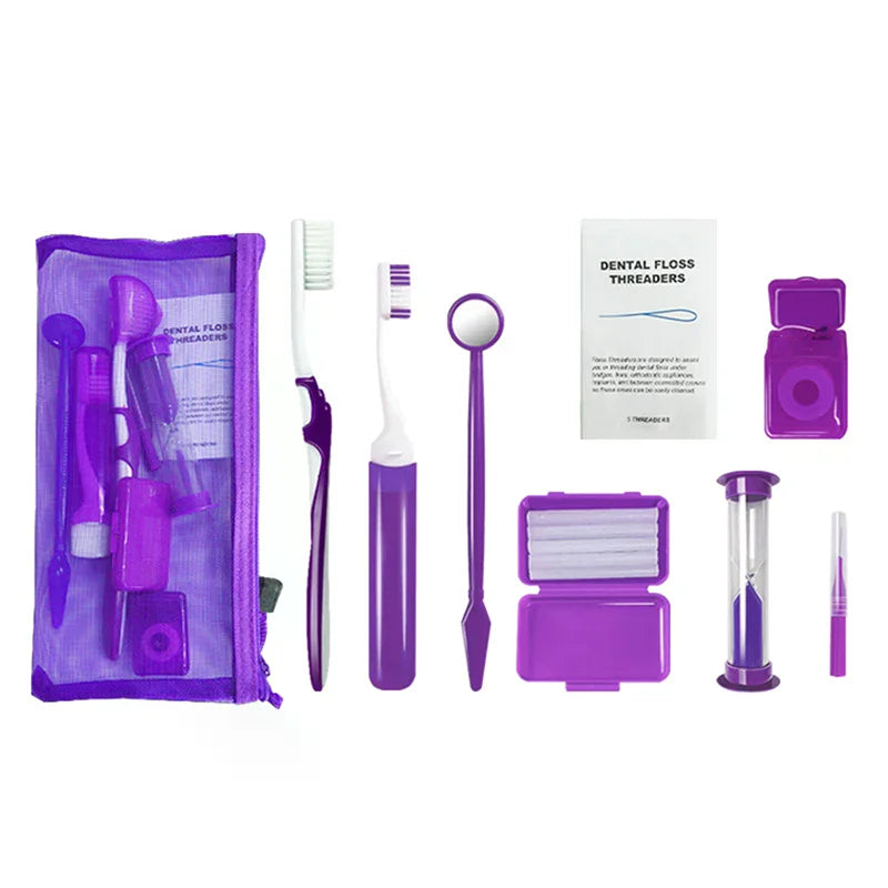 8pcs/set Oral Cleaning Care Dental Teeth Orthodontic Kits Whitening Tool Portable Outdoor Suit Interdental BrushOral Care