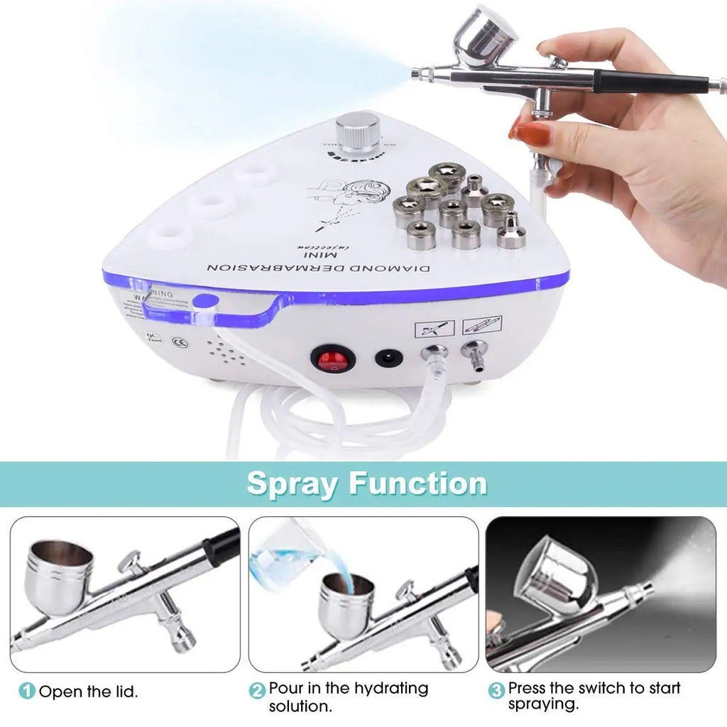 Professional Diamond Microdermabrasion Machine with Water Spray 65-68cmHg Suction Facial Exfoliation Skin Dermabrasion Machine