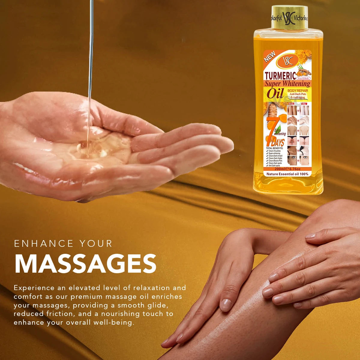 Turmeric Essential Oil Body Massage Oil Moisturizing Aromatherapy Facial Body Care Smoothing Body Care Massage Oil 200ml
