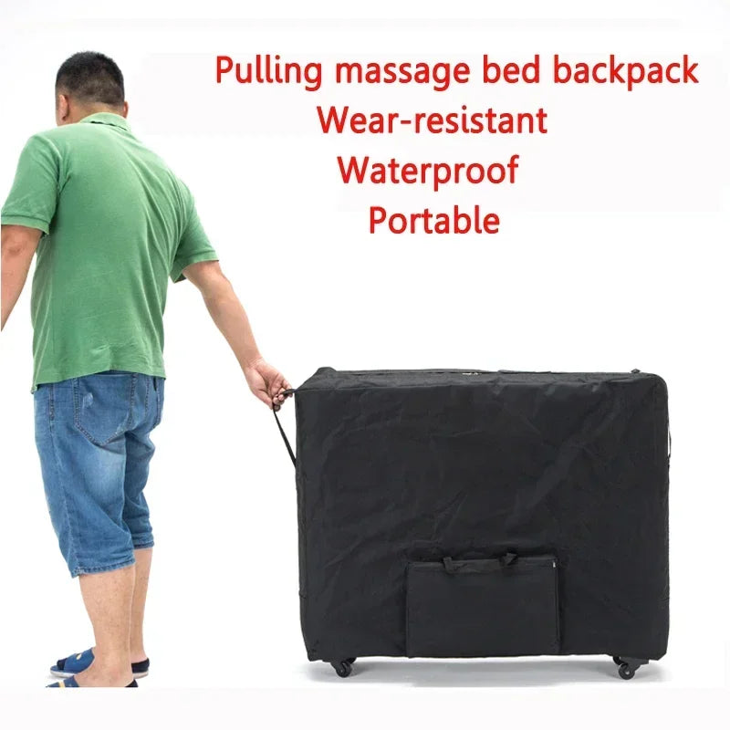 Waterproof Portable Massage Bed Storage Bag with Wheeled Travel Case Wear-Resistant Oxford Cloth Backpack with Folding Legs