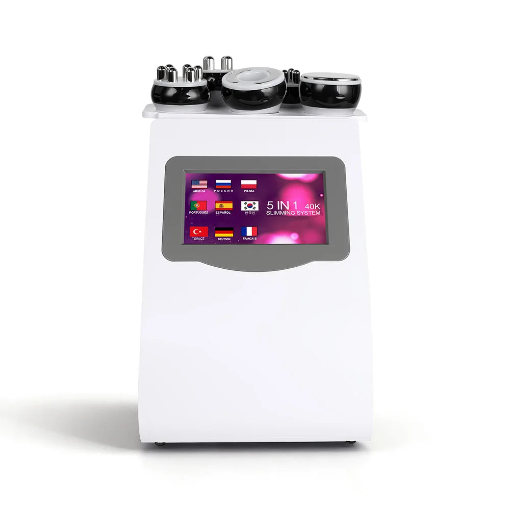 5 in 1 40K Ultrasonic Cavitation RF Vacuum Beauty Machine with Laser Pads for Skin Smoothing Body Shaping Home Salon Care Device