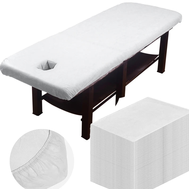 30 Pieces Disposable Bed Sheet Wholesale Beauty Salon Special Travel Breathable Non-Woven Fabric Hole Disposable Hotel Bed Cover
