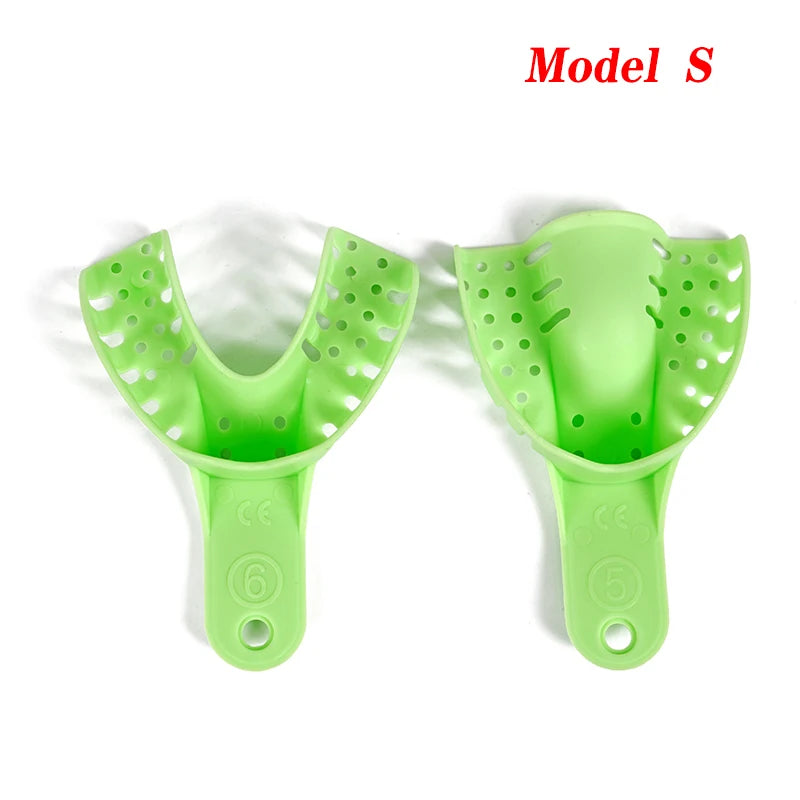 Dental Impression Trays Holder Disposable Plastic Denture Tray S / M / L Adult Children Teeth Plaster Tray Holder Oral Materials