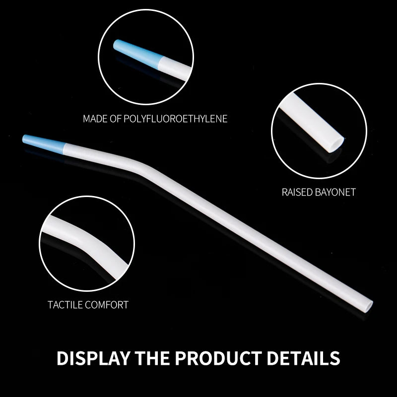 50pcs/pack Dentist Clinic Disposable Surgical Suction Tips Suction Tube with Adaptor Long Slim type Dental Consumable Material