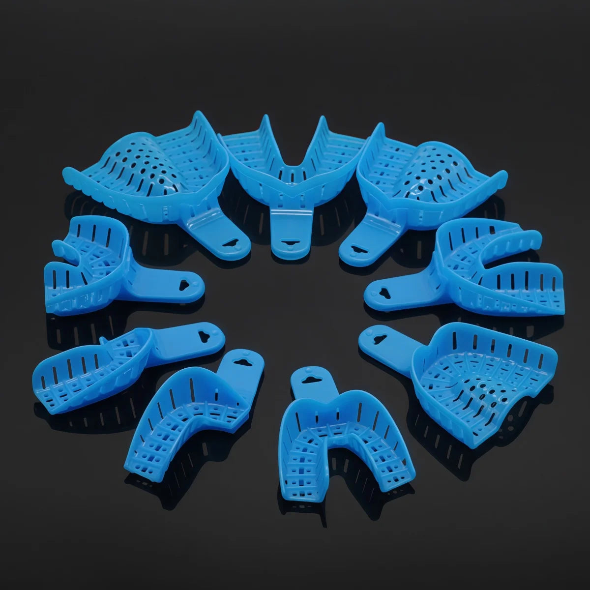 9Pcs/Set Disposable Plastic Dental Impression Trays Denspay Dental Dental Impression Plastic Tray Dentist Laboratory Tool