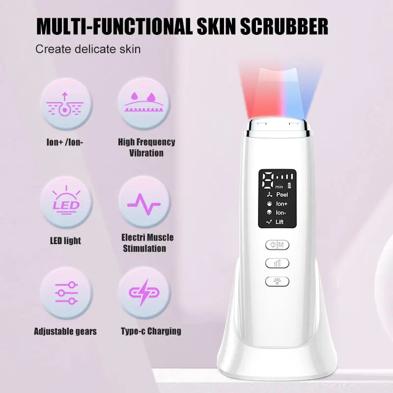 Ultrasonic Skin Scrubber Ultrasonic Deep Face Cleaning Peeling Blackhead Remover Facial Shovel Cleanser Lifting Skin Care