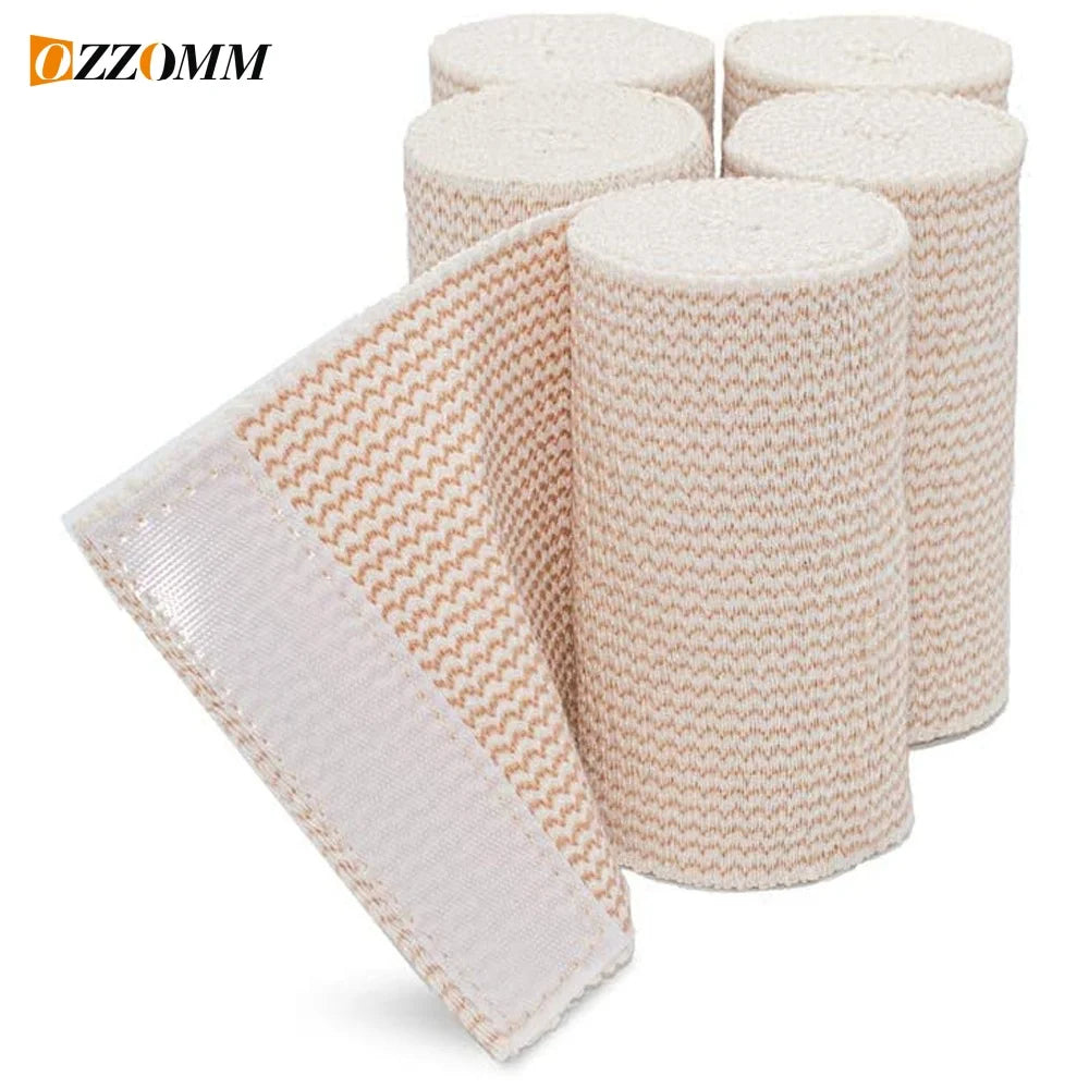 1Roll Elastic Bandage Wraps Compression Bandage with Self Closure Washable Reusable Elastic Bandage for Sports Sprained Injuries