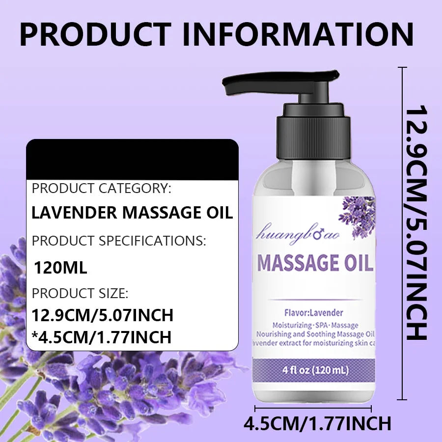 Lavender Massage Oil for Calming, Soothing and Relaxing Muscles Massage Oil for Massage Ideal Body Oil for Skin Moisturizing