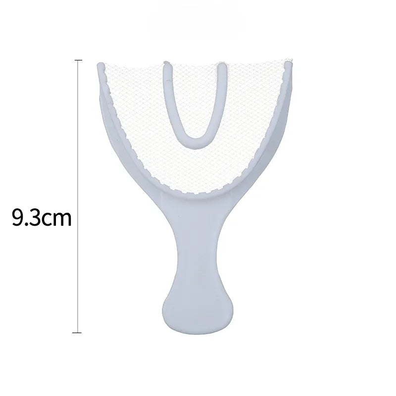 50pcs Disposable Dental Bite Impression Trays Kits Teeth Registration Impression Tray with Plastic Rigid Frame and Non-Tear Mesh