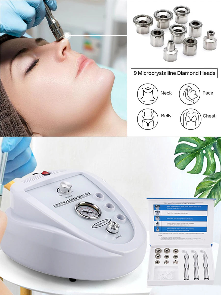 Diamond Microdermabrasion Machine, 65-68cmHg Suction Power Professional Dermabrasion, Home Use Facial Skin Care Equipment