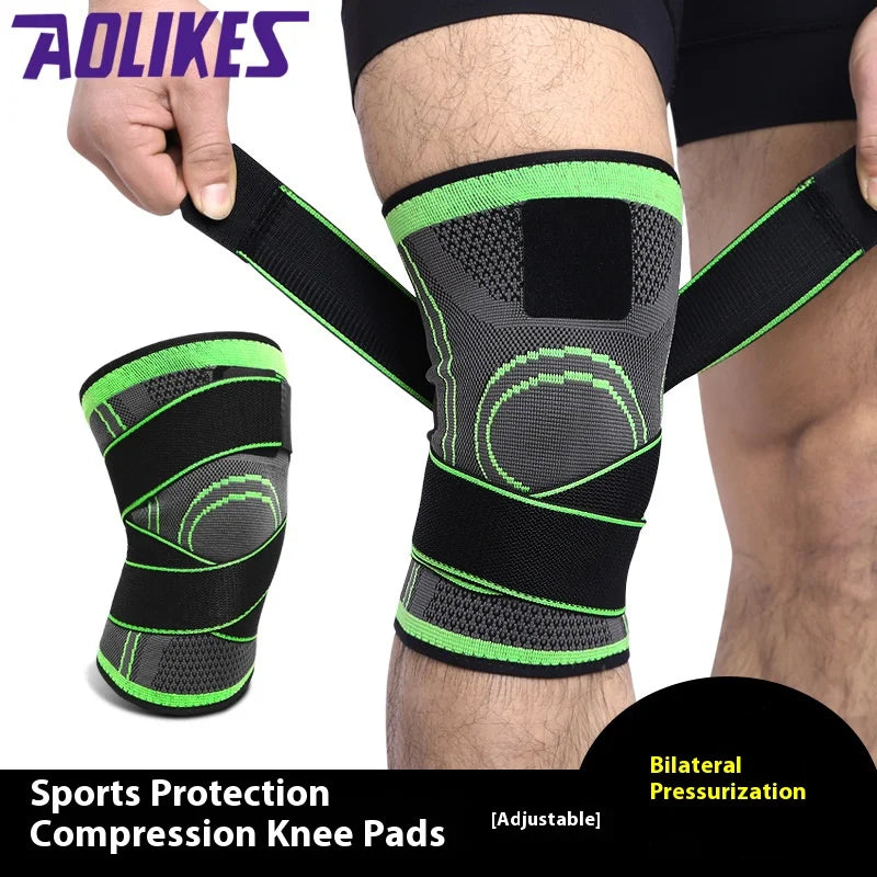 Compression strap wrapped knee pads for basketball, running, fitness, cycling, knitted sports, compression and breathability