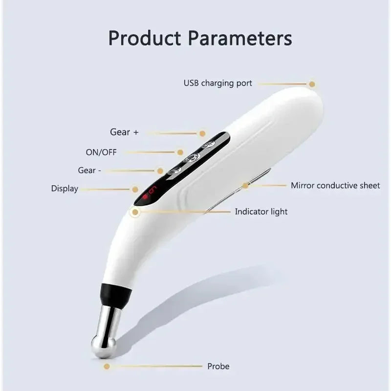 Portable Handheld High Frequency Skin Therapy Wand Machine for Acne Massage Skin Rejuvenation Tightening Wrinkle Reducing Tool