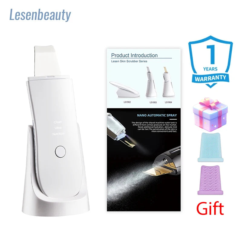 Lesen Ultrasonic Face Cleaner Skin Scrubber Ultrasound Vibration Lifting Massager Ultrasound Peeling Clean Tone Lift Scrubber