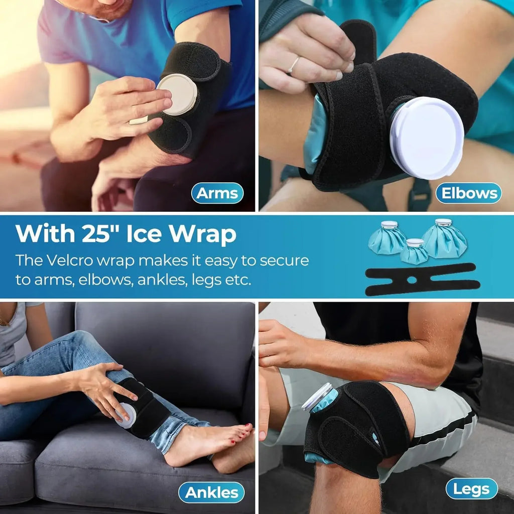 Ice Bag[6", 9" &11" ] Hot and Cold Reusable Ice Bag, Elastic Breathable Support Wrap，(for Hot Therapy is 50-60℃)