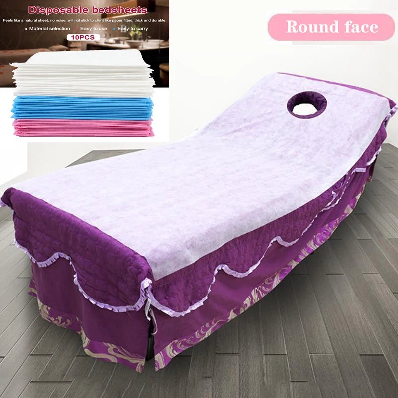 Non woven disposable massage bed sheets, suitable for beauty salons, spa centers, hotel travel, 10 sheets of 80x180cm bedding