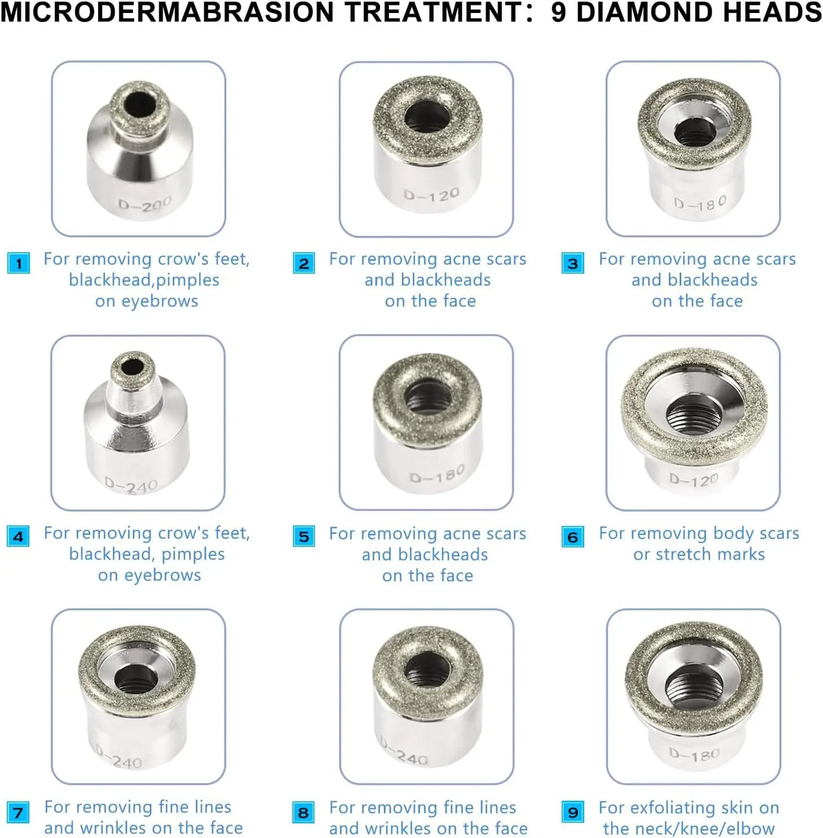 Portable Diamond Microdermabrasion Machine Facial Skin Care Blackhead Removal Beauty Device with Diamond Dermabrasion Tips