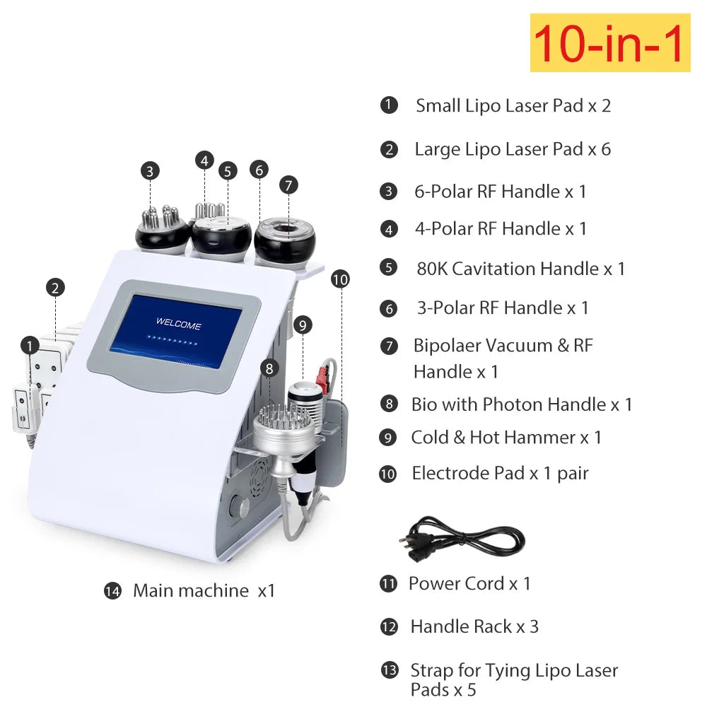 mychway 6 In 1 80k Cavitation Machine With Vacuum Radiofrequency For Body Contouring