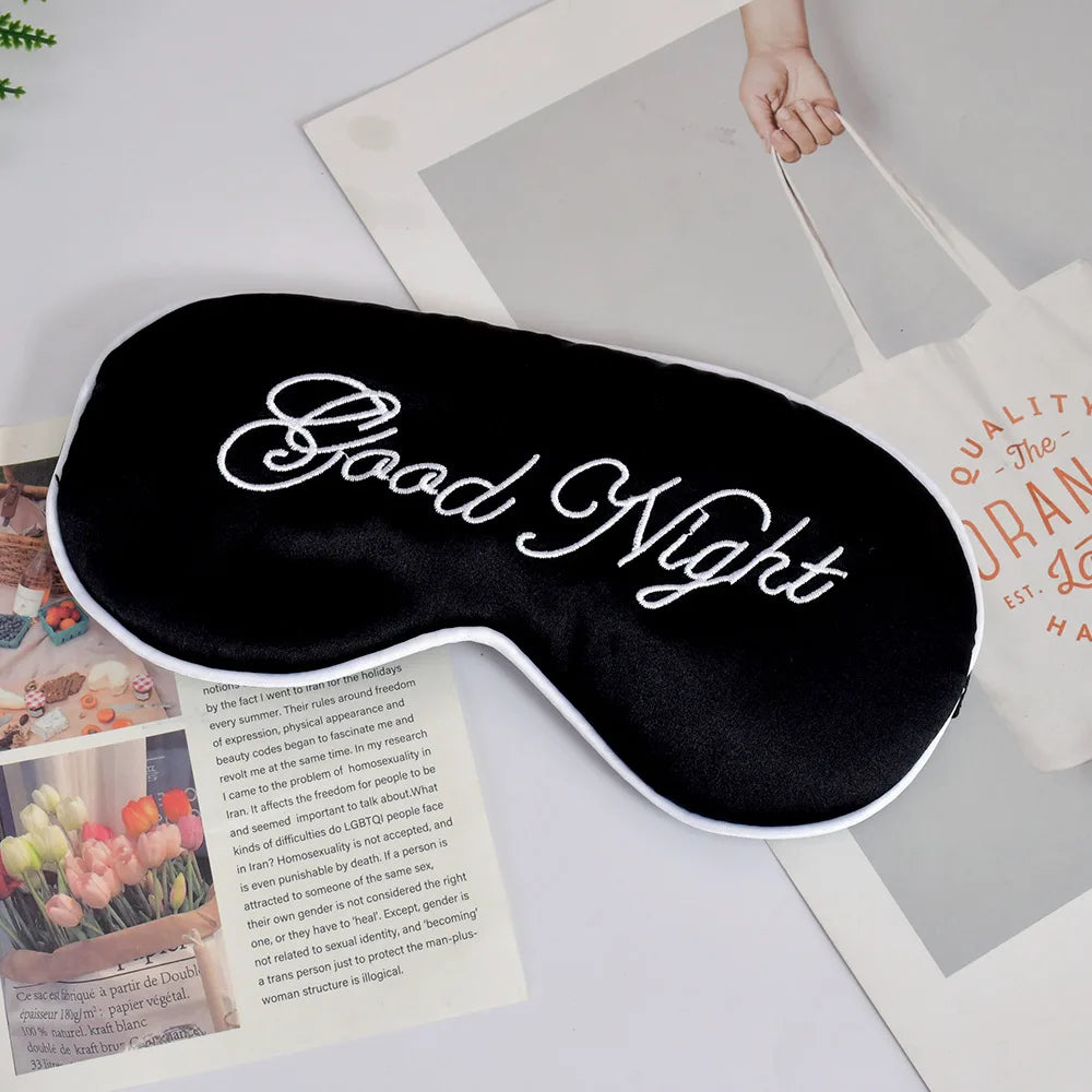 Embroidered Silk Sleep Mask Silk Eye Mask Soft Blackout Blindfold With Adjustable Strap Sleeping Eye Cover Mask For Travel