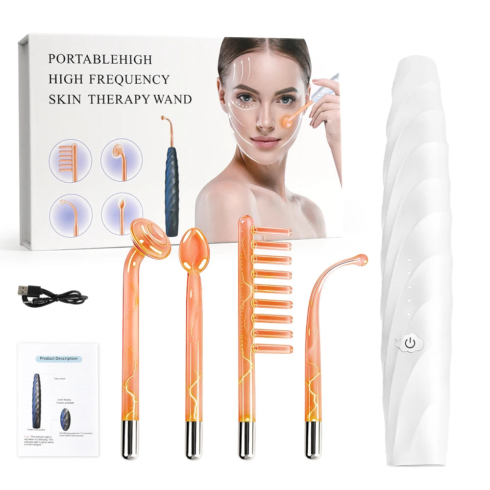 High Frequency Facial Wand Glass Electrode Neon Argon Skin Care Beauty Device Scalp Care Portable Massager Home Use Tool