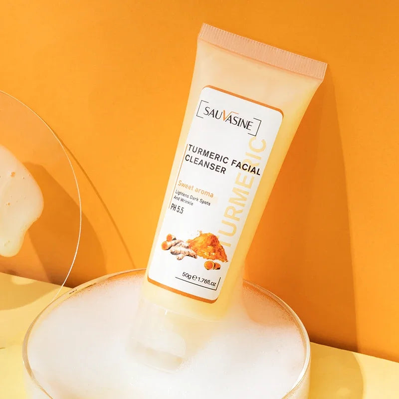 Professional Turmeric Cleanser Whitening Cream Brightening Facial Deep Cleaning Wash Foam Reduce Pockmark Acne Wrinkle Dark Spot