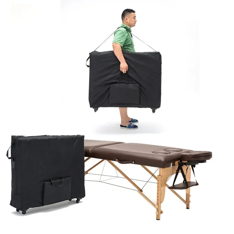 Waterproof Portable Massage Bed Storage Bag with Wheeled Travel Case Wear-Resistant Oxford Cloth Backpack with Folding Legs