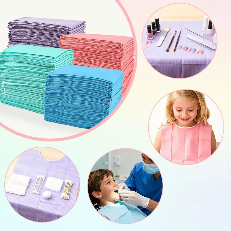 30 Pcs Disposable Dental Bibs with Ties Waterproof Sheets scarf Tattoo Cleaning Wipes Dental Clinic Tattoo Scarf Makeup Tool