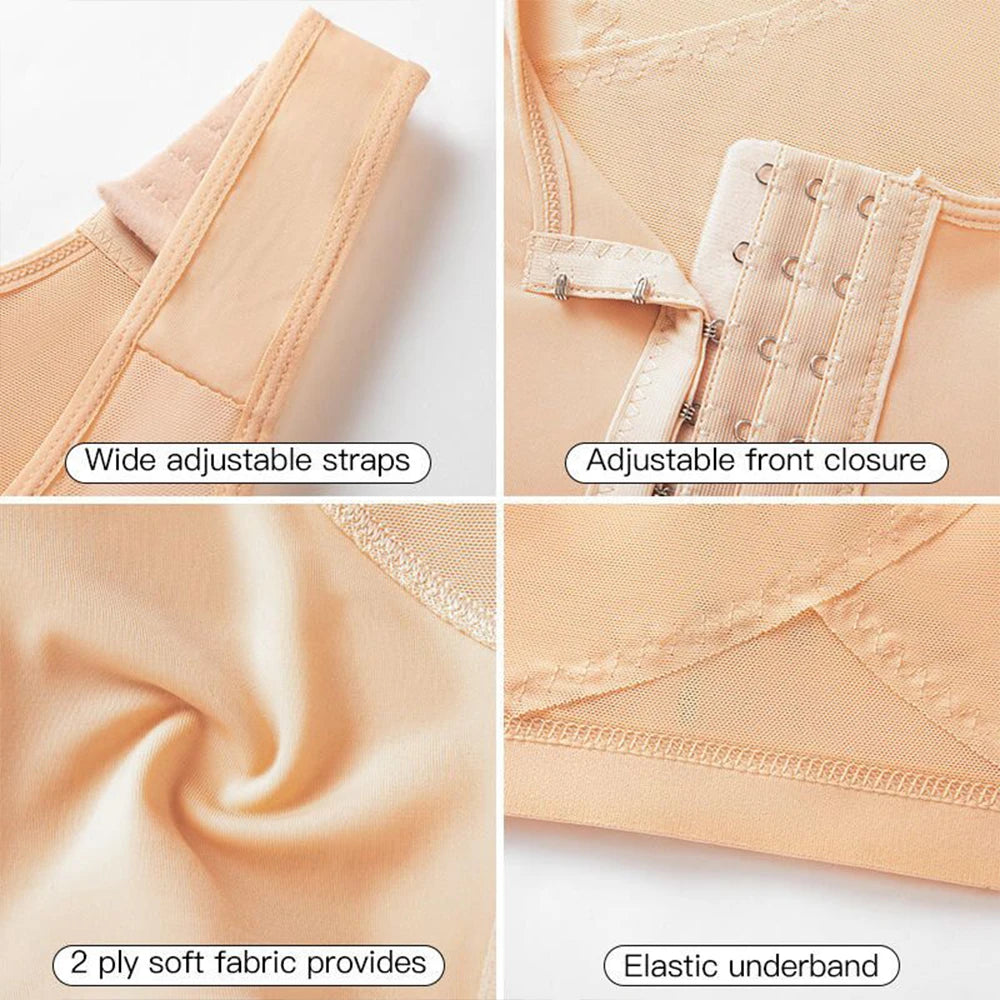 Everyday Sports Bra For Women Post-operative Compression Bra Front Closure Bra Without Underwire Unlined Full Coverage Bra
