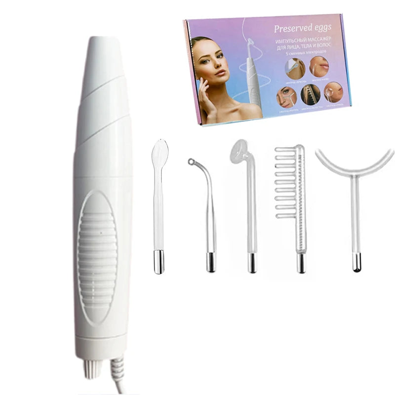 5in1 high frequency face wand improve skin elasticity portable handheld high skin therapy wand machine neon argon