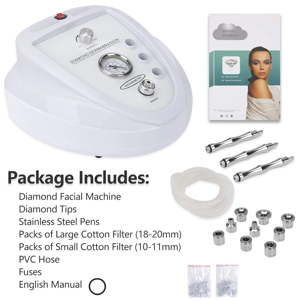Diamond Microdermabrasion Machine, 65-68cmHg Suction Power Professional Dermabrasion, Home Use Facial Skin Care Equipment