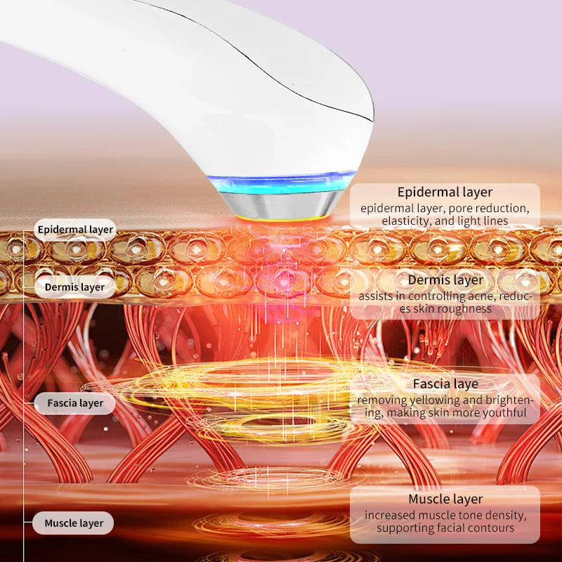 3-10Mhz Ultrasonic Facial Radio Frequency Vibration Machine Skin Tightening Lifting Wrinkle Removal Massager Beauty Face Care